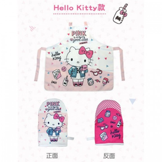 7-11 限量圍裙+隔熱手套組-Hello Kitty款 全新 G-1381