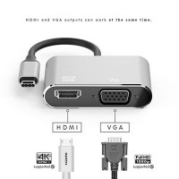 品名: USB3.1 Type-C視頻線，USB3.1 Type-c To HDMI母+VGA母頻轉接線(顏色隨機) J-14627 全新 G-4176