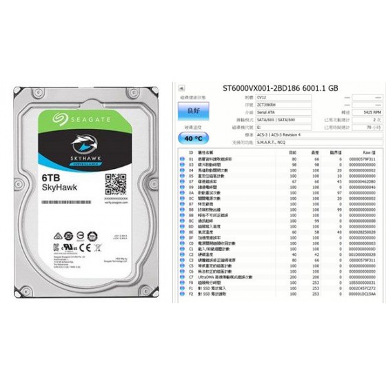 代售_二手_ Seagate 希捷 SkyHawk 6TB 256M 5400R 3年保硬碟(保固內) 良好(八成新) G-6738